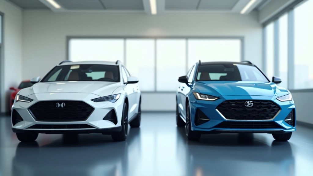 Comparaison côte à côte d'une voiture neuve et d'une voiture d'occasion