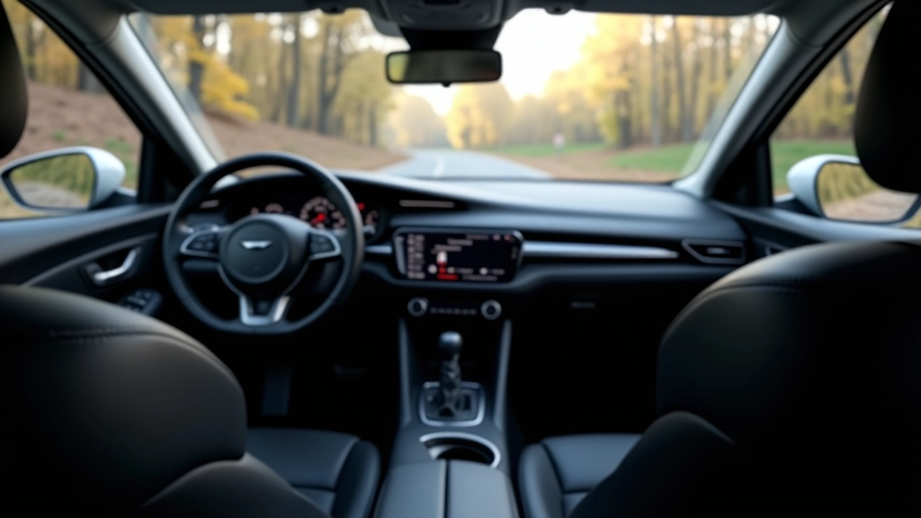 Intérieur d'une voiture neuve avec tableaux de bord modernes et sièges impeccables