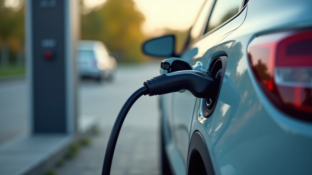 Voiture électrique branchée à une station de recharge avec documents de bonus écologique