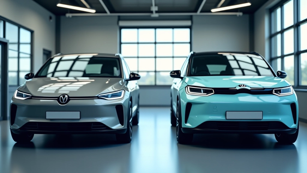 Comparaison visuelle entre voiture électrique et voiture essence avec montants et coûts d'exploitation