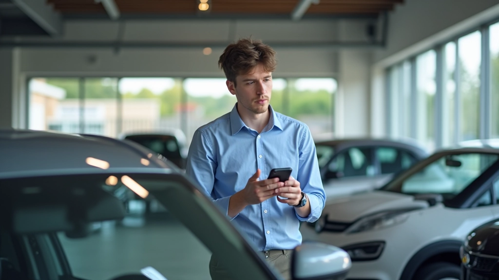 Primo-accédant examinant une voiture dans un showroom